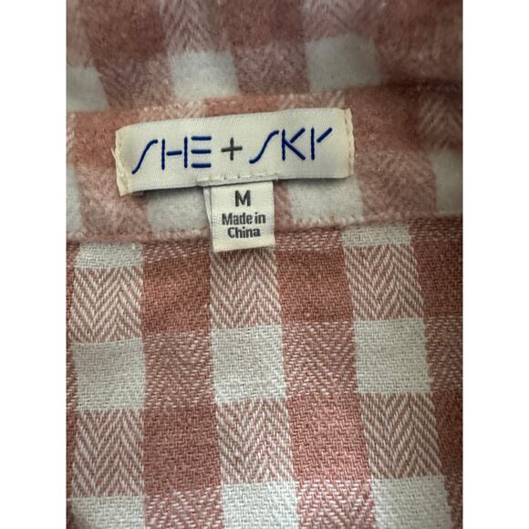 She & Sky Coral Plaid Shacket - Western Feminine - M - Picture 4 of 13